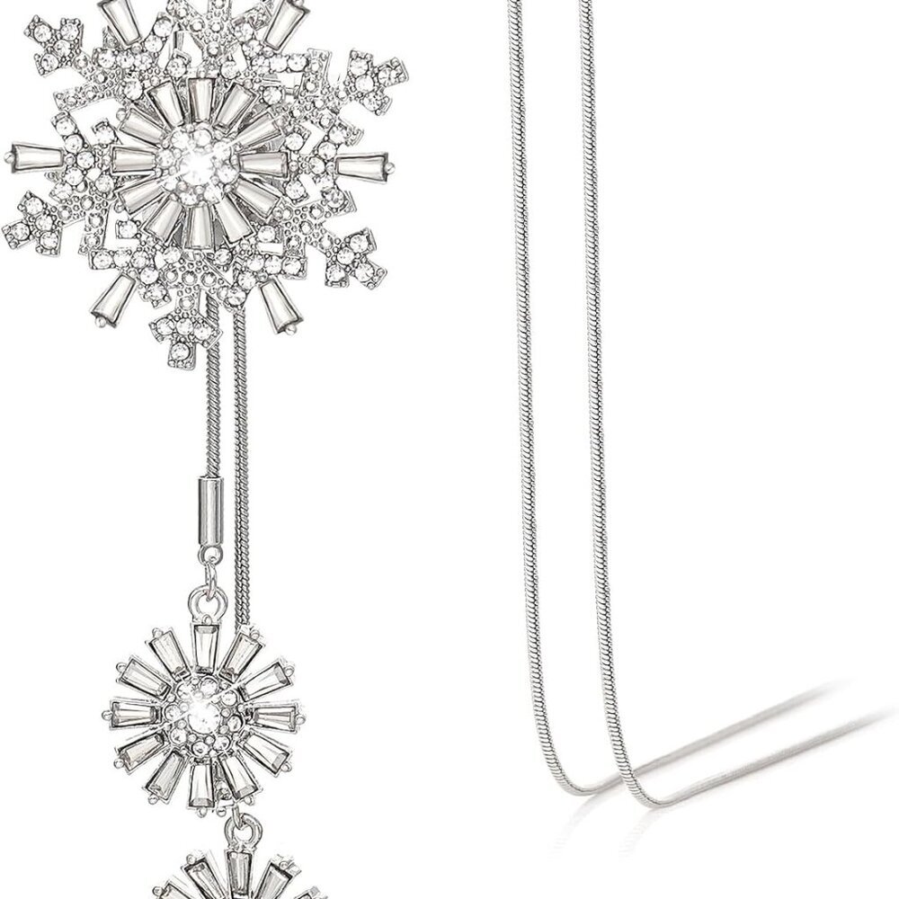 Trendy Crystal Long Necklace All-Match Style Shining Clothing Sweater Chain